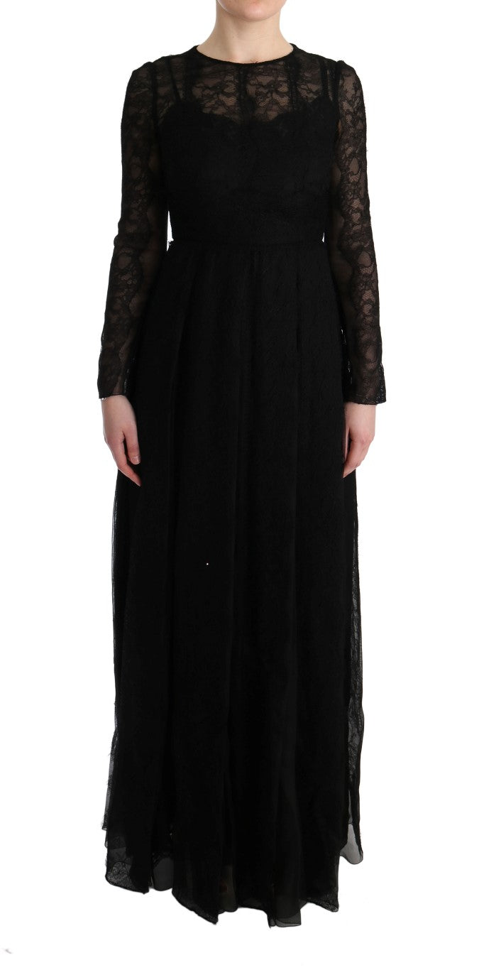 Dolce & Gabbana Black floral lace cult dress in silk