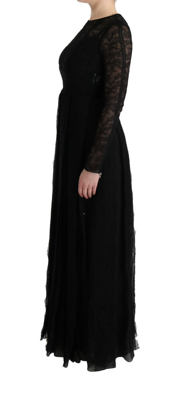 Dolce & Gabbana Black floral lace cult dress in silk-2