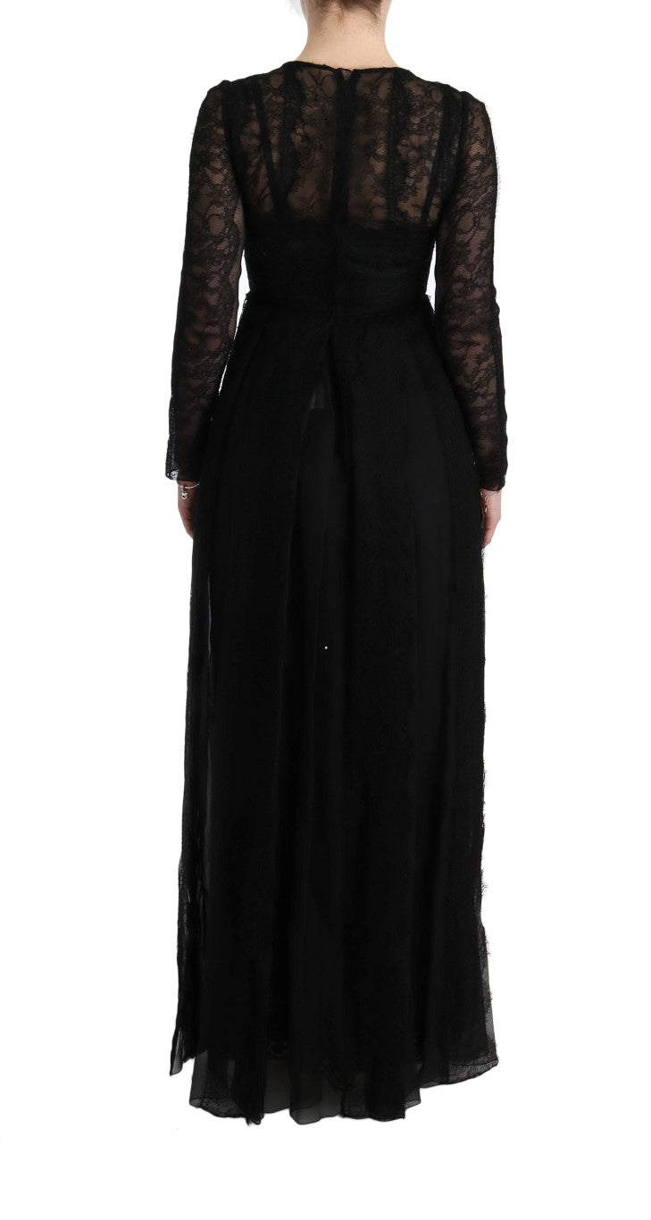 Dolce & Gabbana Black floral lace cult dress in silk-3