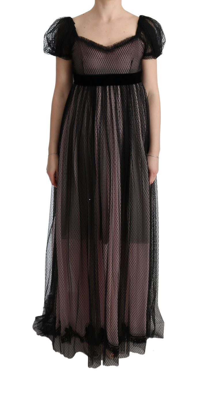 Dolce & Gabbana Long black and pink silk shift dress-1