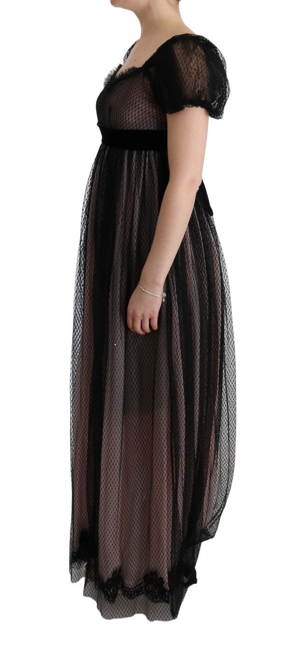 Dolce & Gabbana Long black and pink silk shift dress-2