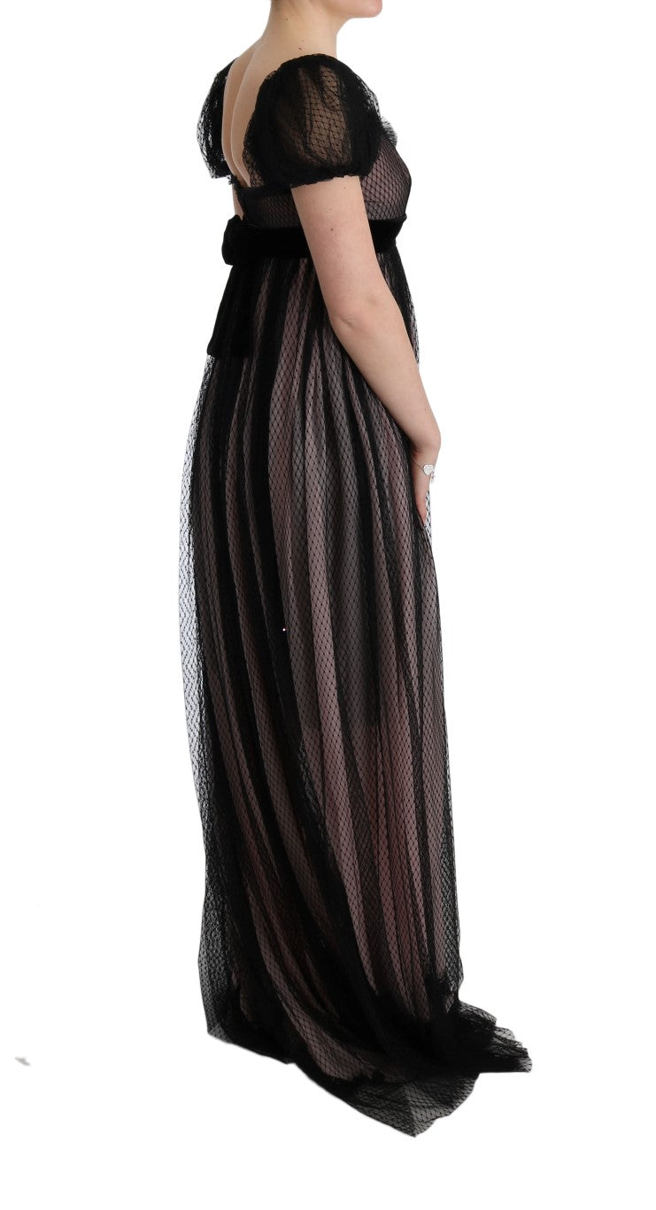 Dolce & Gabbana Long black and pink silk shift dress-4