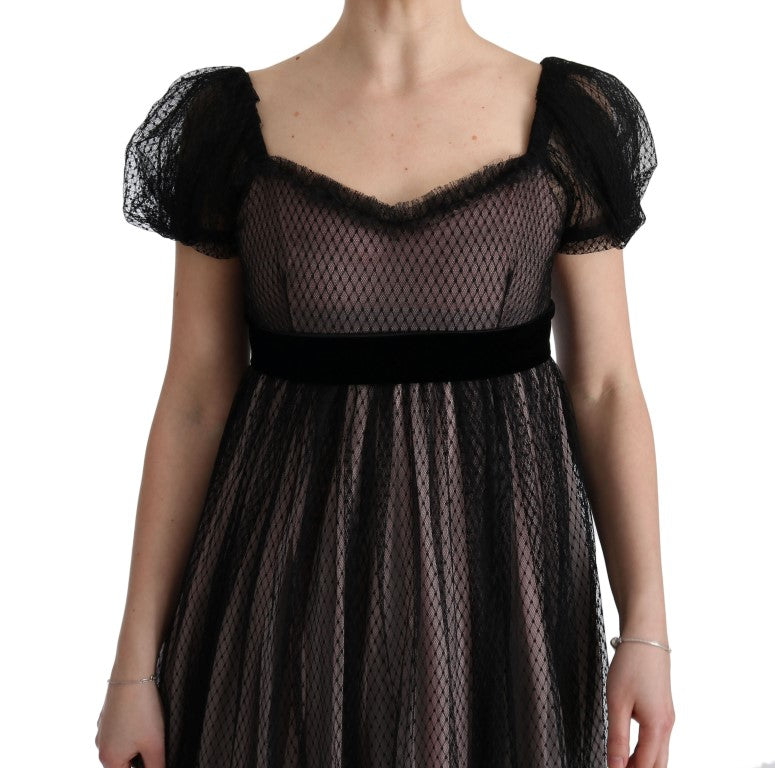 Dolce & Gabbana Long black and pink silk shift dress-5