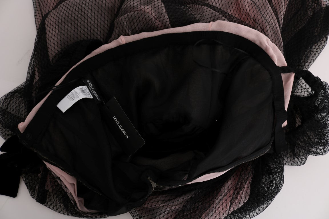 Dolce & Gabbana Long black and pink silk shift dress-7