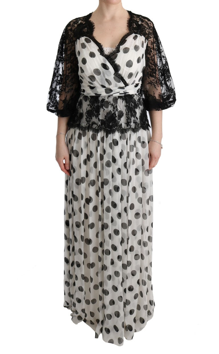 Dolce & Gabbana black and white polka dot dress with floral pattern