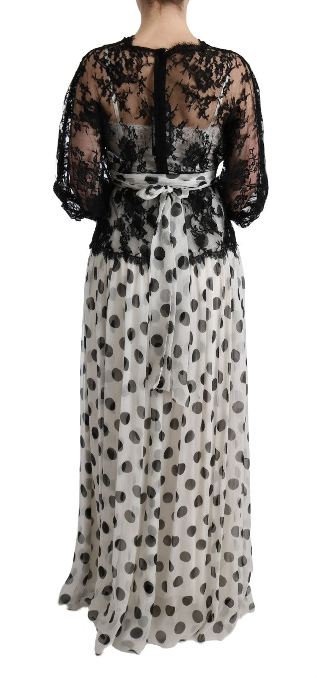 Dolce & Gabbana black and white polka dot dress with floral pattern-3