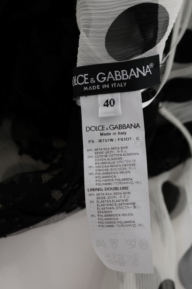 Dolce & Gabbana black and white polka dot dress with floral pattern-8