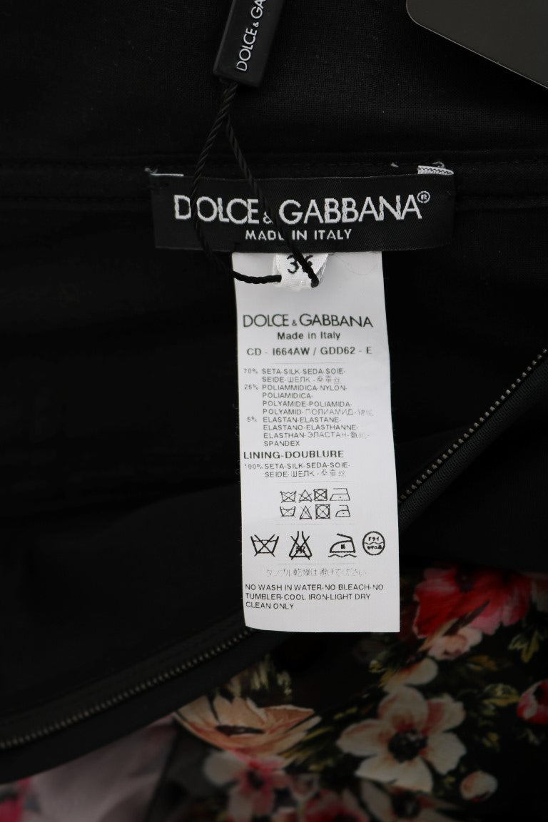 Dolce & Gabbana Multicolor Silk Stretch Floral Shift Long Dress-8