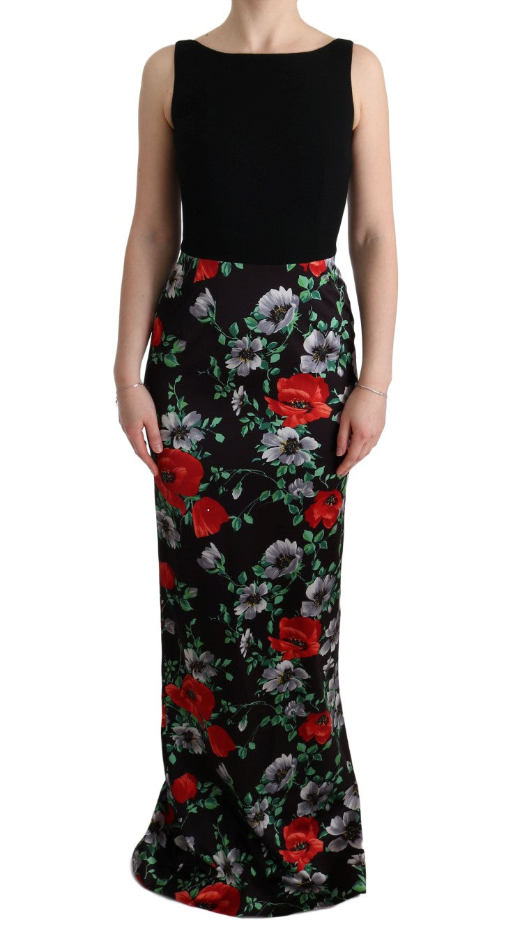 Vestido largo tubo con estampado floral multicolor de Dolce & Gabbana-1