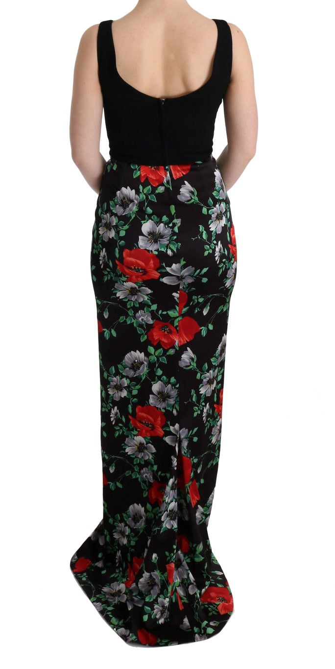 Vestido largo tubo con estampado floral multicolor de Dolce & Gabbana-3