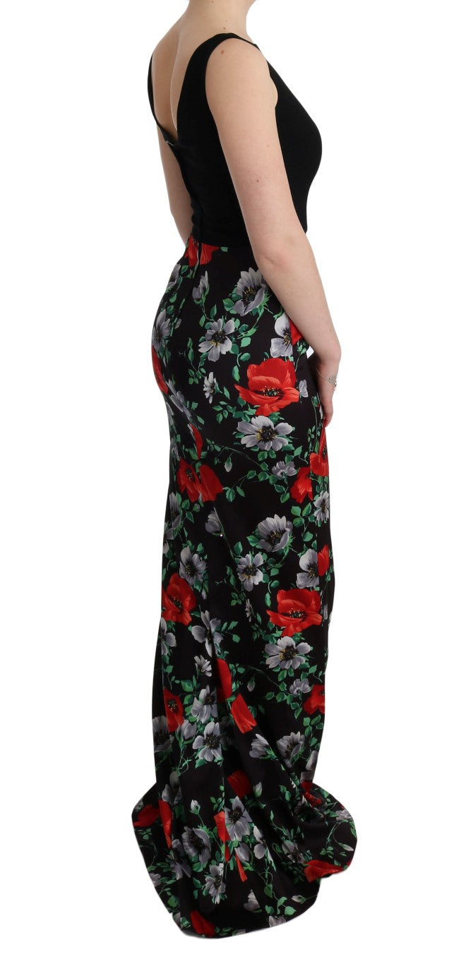 Vestido largo tubo con estampado floral multicolor de Dolce & Gabbana-4