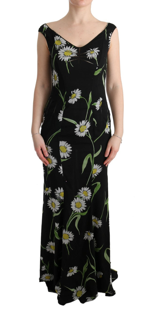 Dolce & Gabbana Sonnenblume Seidenstretch-Etuikleid-1