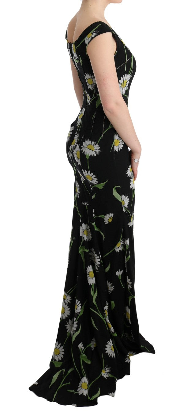 Dolce & Gabbana Sonnenblume Seidenstretch-Etuikleid-4