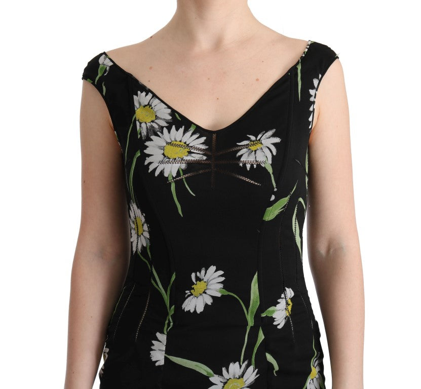 Dolce & Gabbana Sonnenblume Seidenstretch-Etuikleid-5