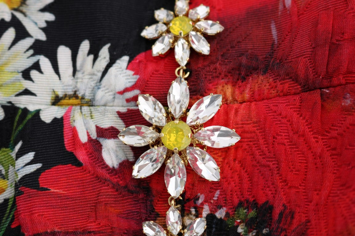 Dolce & Gabbana long maxi dress in floral silk with crystal-8