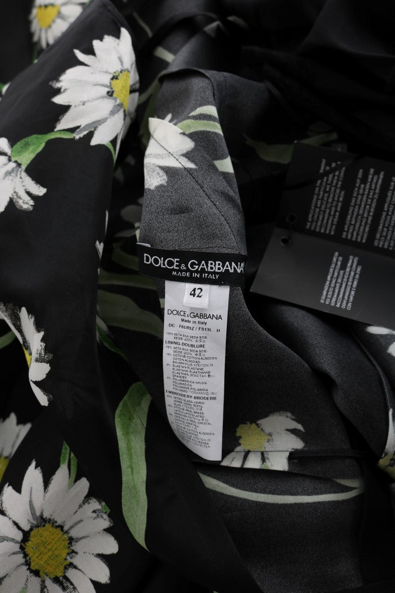 Dolce & Gabbana Long maxi dress with sunflower print in silk, multicolor-8