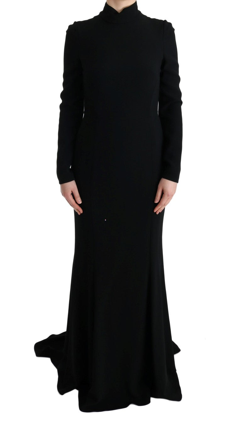 Dolce & Gabbana Schwarzes langes Stretch-Etuikleid-1