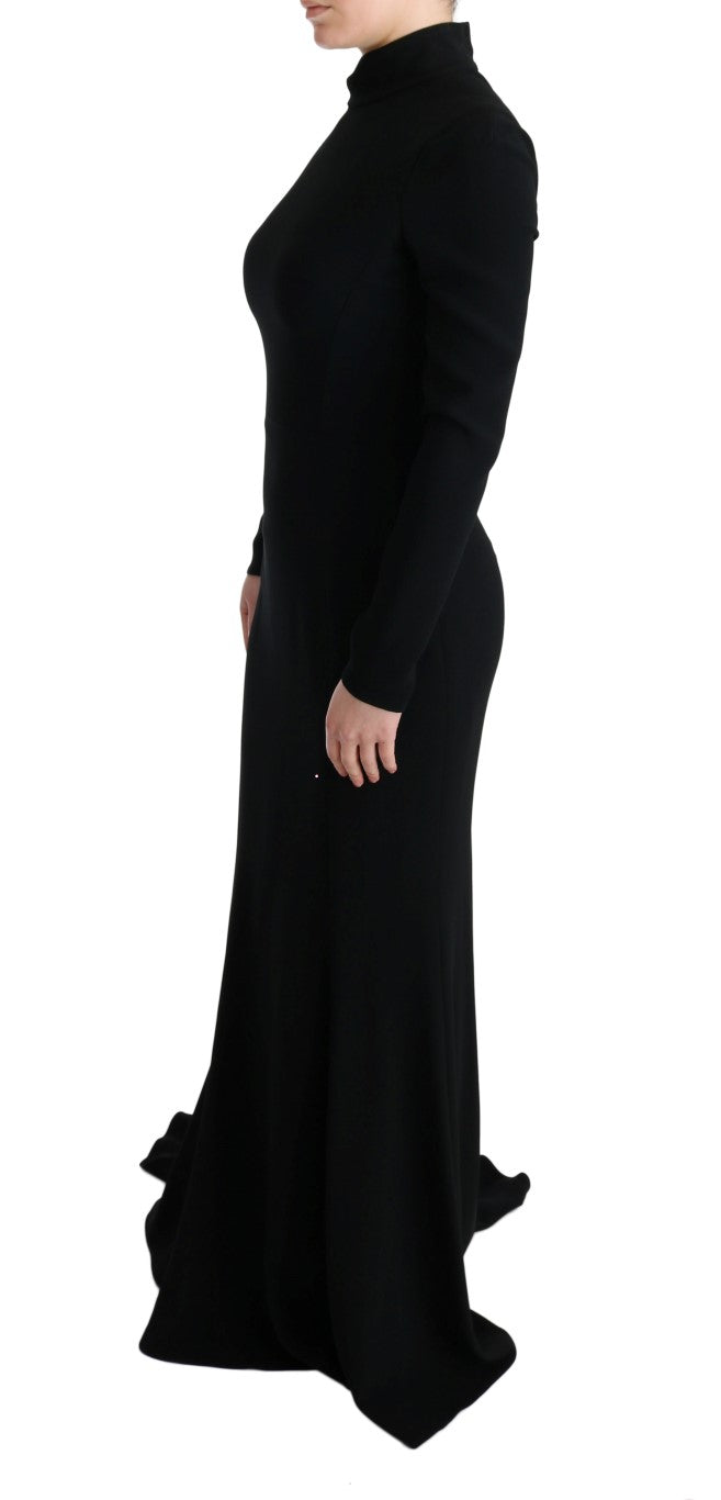 Dolce & Gabbana Schwarzes langes Stretch-Etuikleid-2