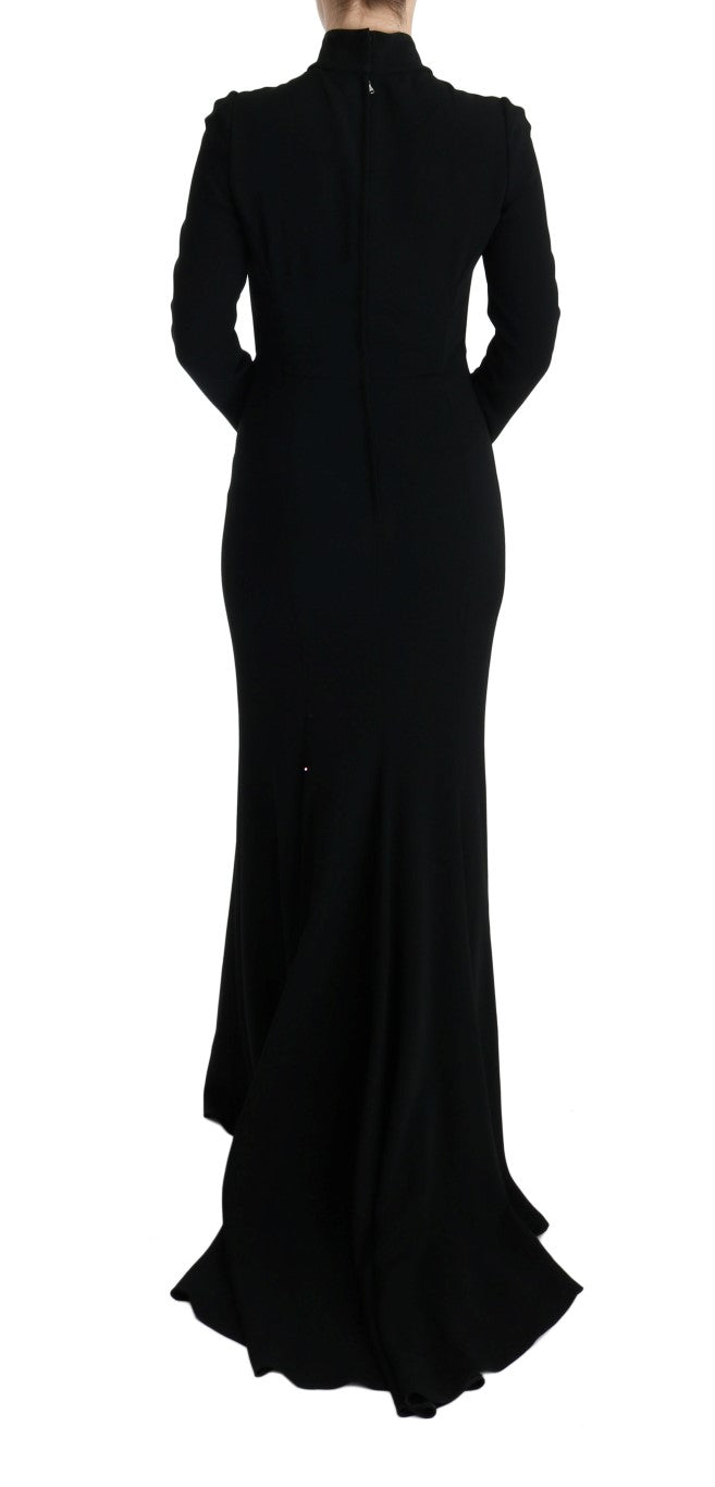Dolce & Gabbana Schwarzes langes Stretch-Etuikleid-3