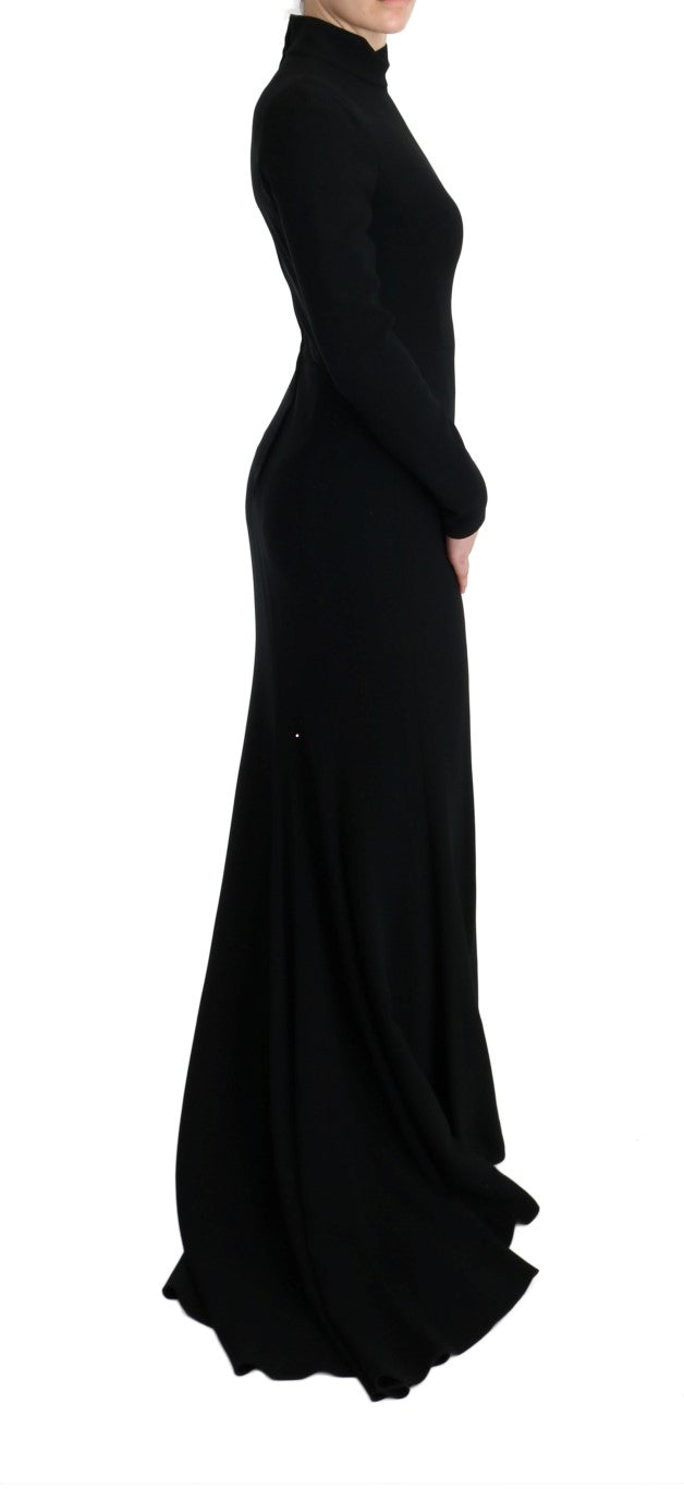 Dolce & Gabbana Schwarzes langes Stretch-Etuikleid-4