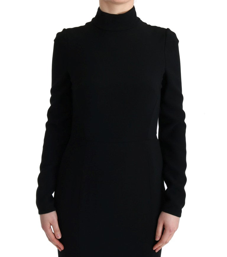 Dolce & Gabbana Schwarzes langes Stretch-Etuikleid-5