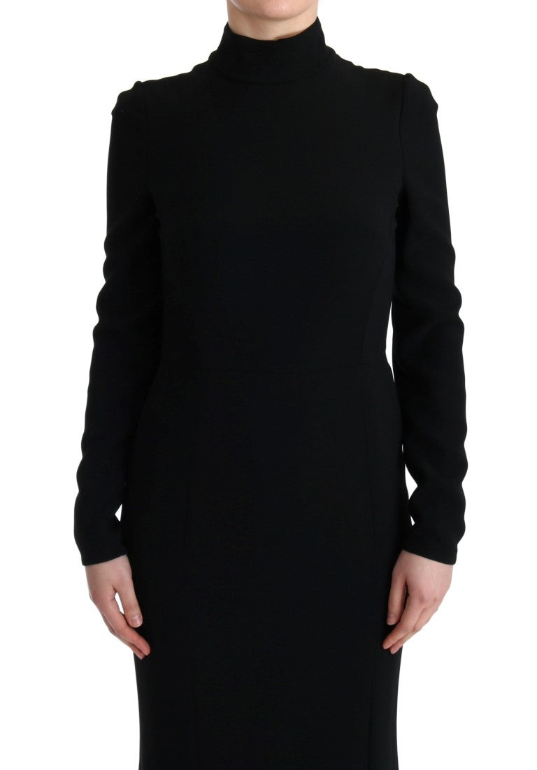 Dolce & Gabbana Schwarzes langes Stretch-Etuikleid-6