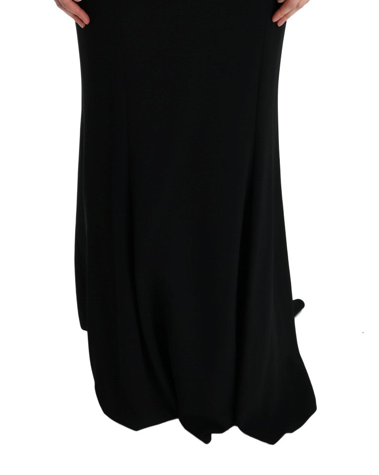 Dolce & Gabbana Schwarzes langes Stretch-Etuikleid-7