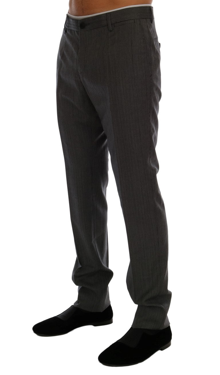 Dolce & Gabbana grey striped formal wool trousers-2