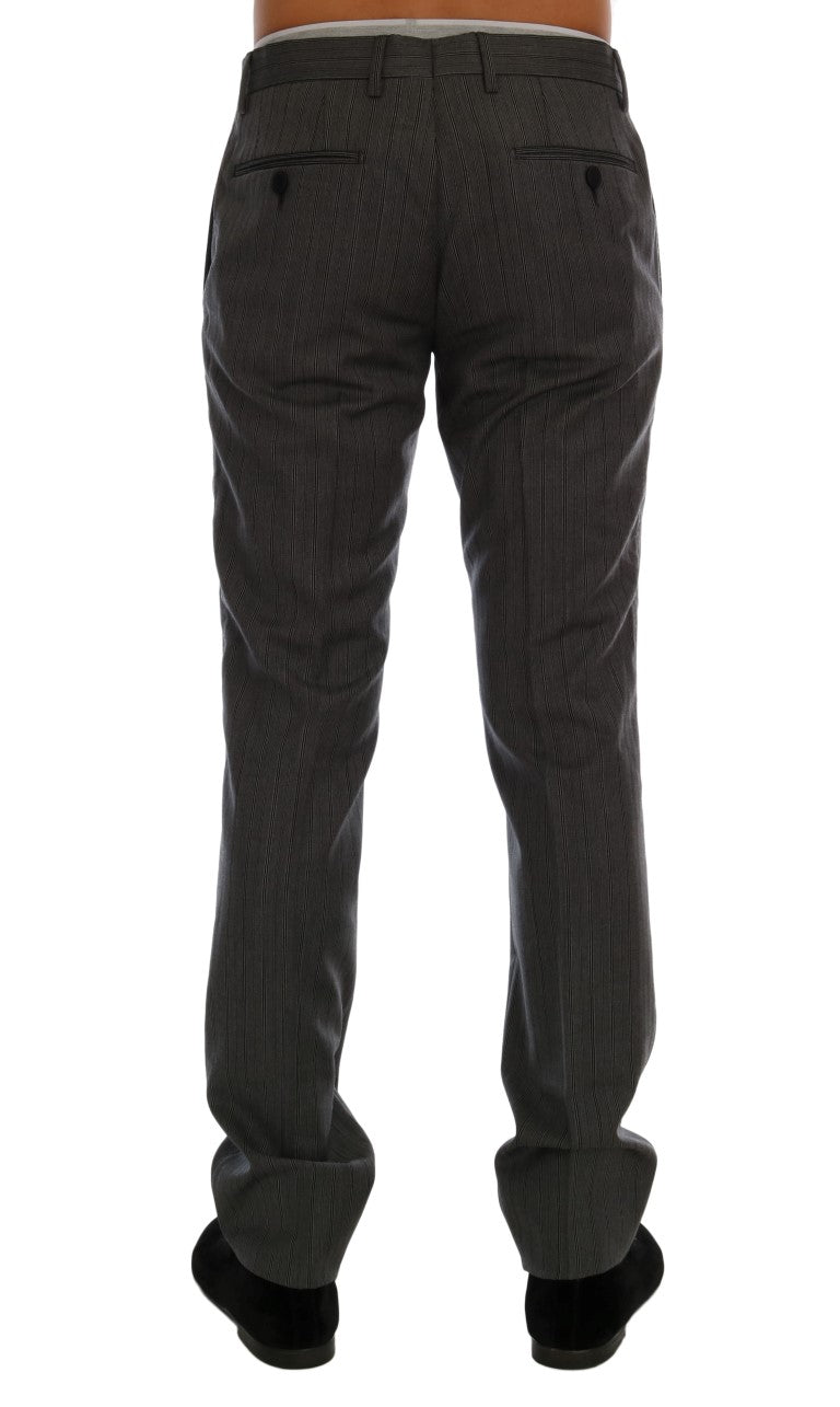 Dolce & Gabbana grey striped formal wool trousers-3