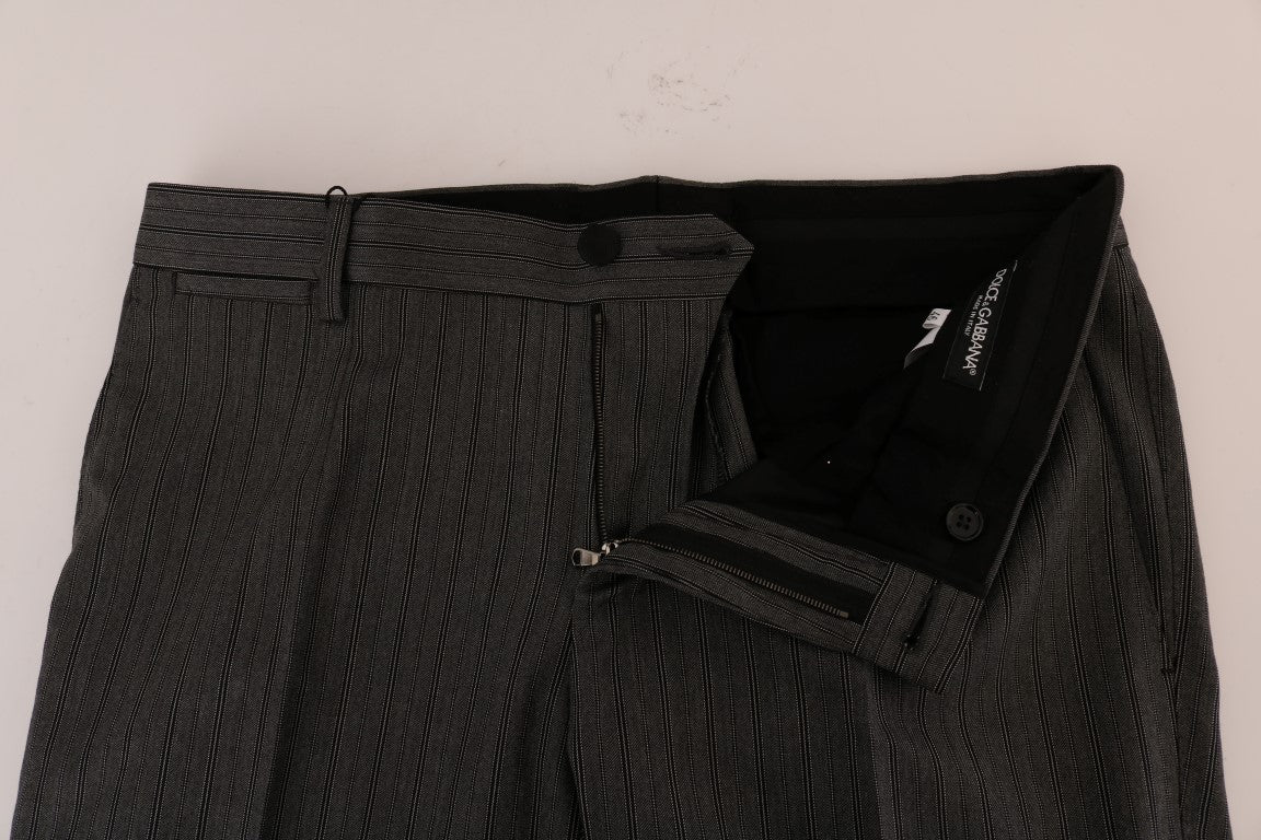 Dolce & Gabbana grey striped formal wool trousers-4