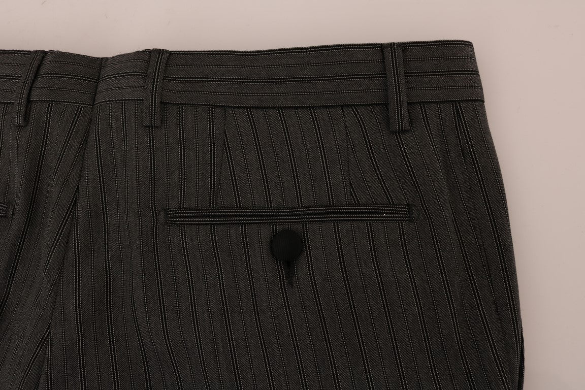 Dolce & Gabbana grey striped formal wool trousers-5