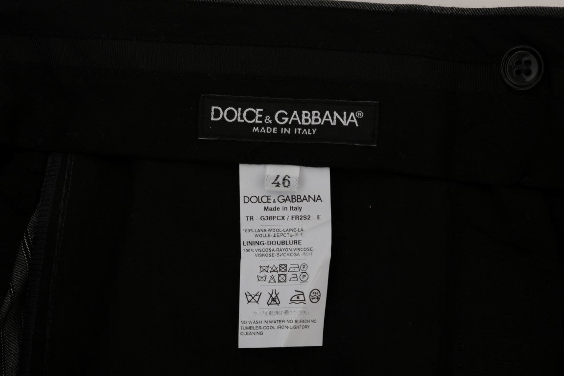 Dolce & Gabbana grey striped formal wool trousers-6