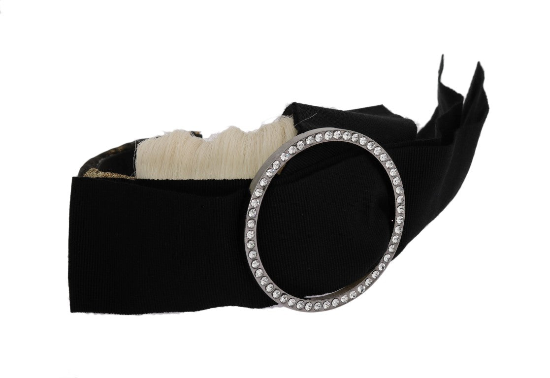 Dolce & Gabbana Black Crystal White Tiara Headband-4