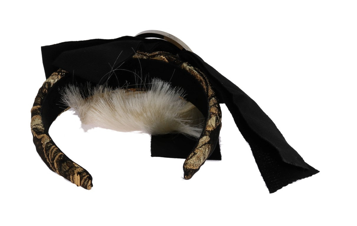 Dolce & Gabbana Black Crystal White Tiara Headband-5