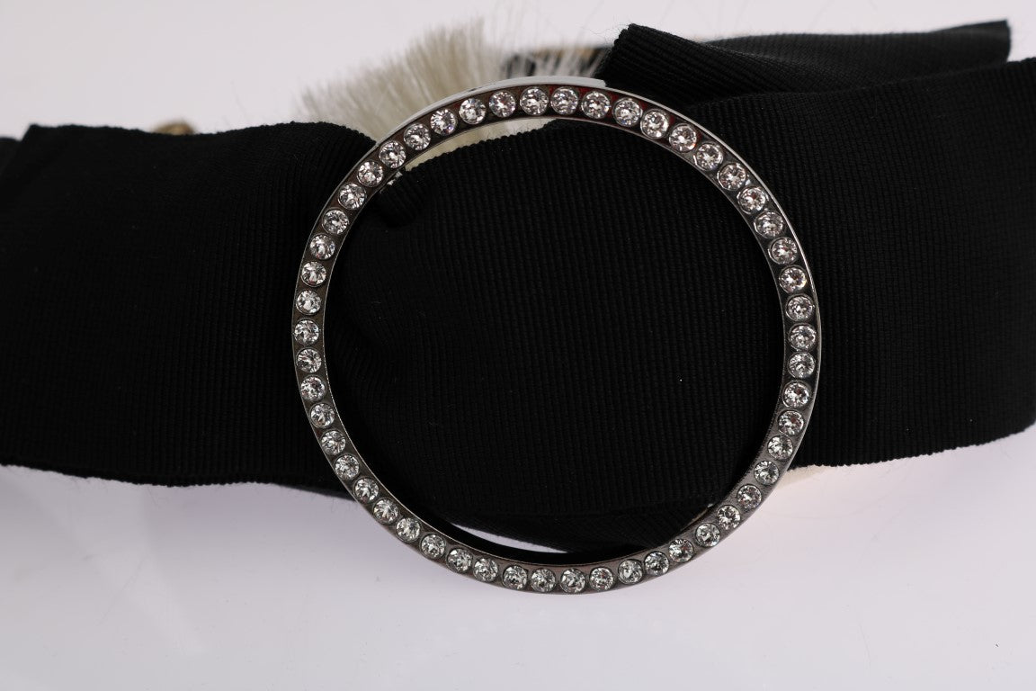 Dolce & Gabbana Black Crystal White Tiara Headband-7