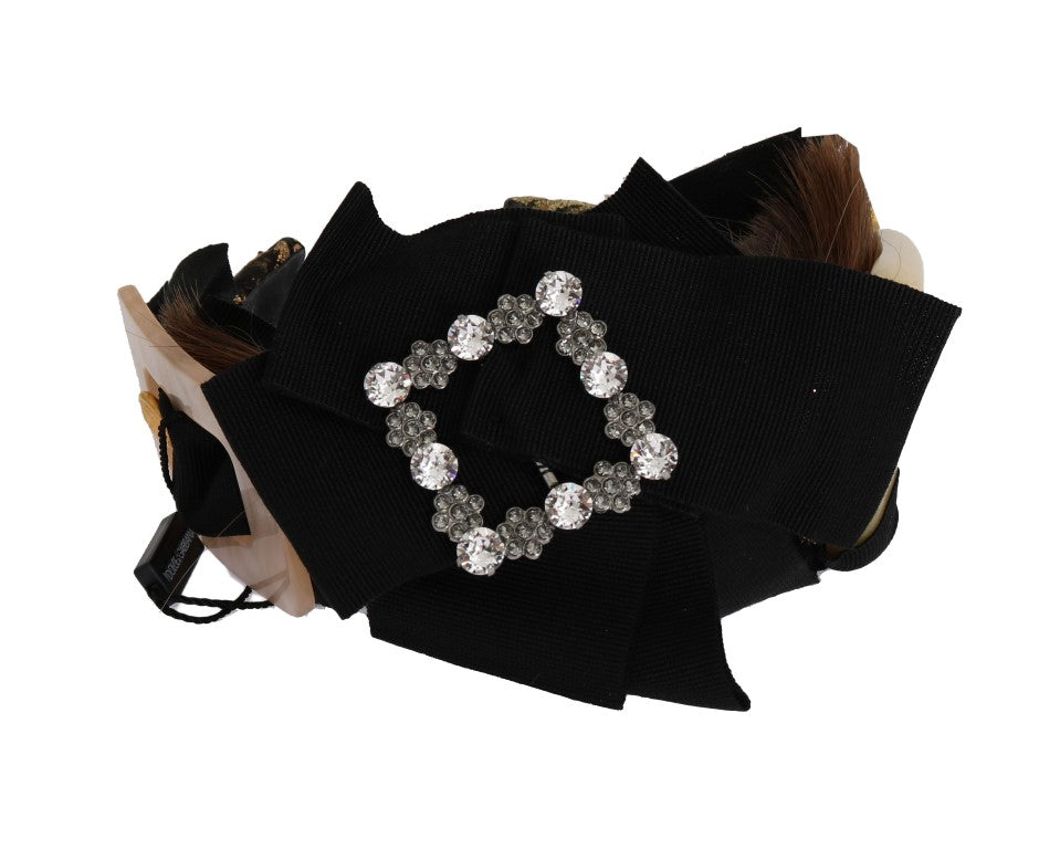 Dolce & Gabbana Clear Crystal Brown Hair Headband-4