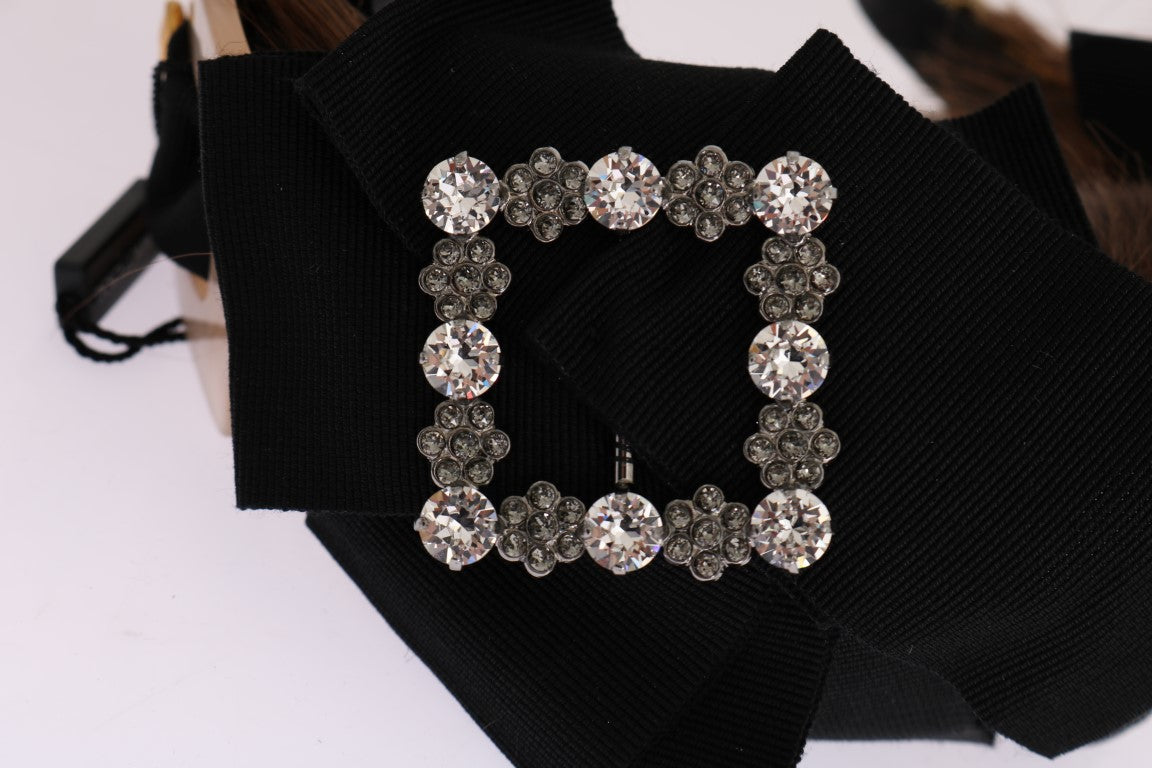 Dolce & Gabbana Clear Crystal Brown Hair Headband-5