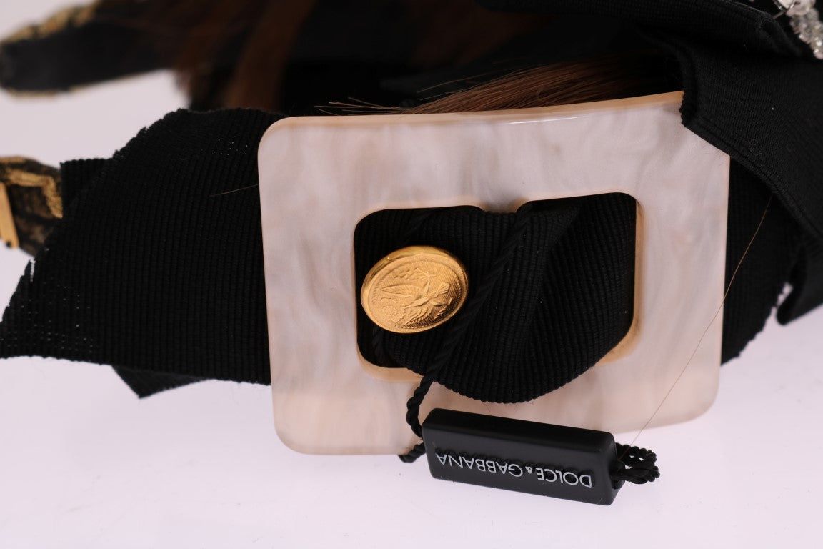 Dolce & Gabbana Clear Crystal Brown Hair Headband-6