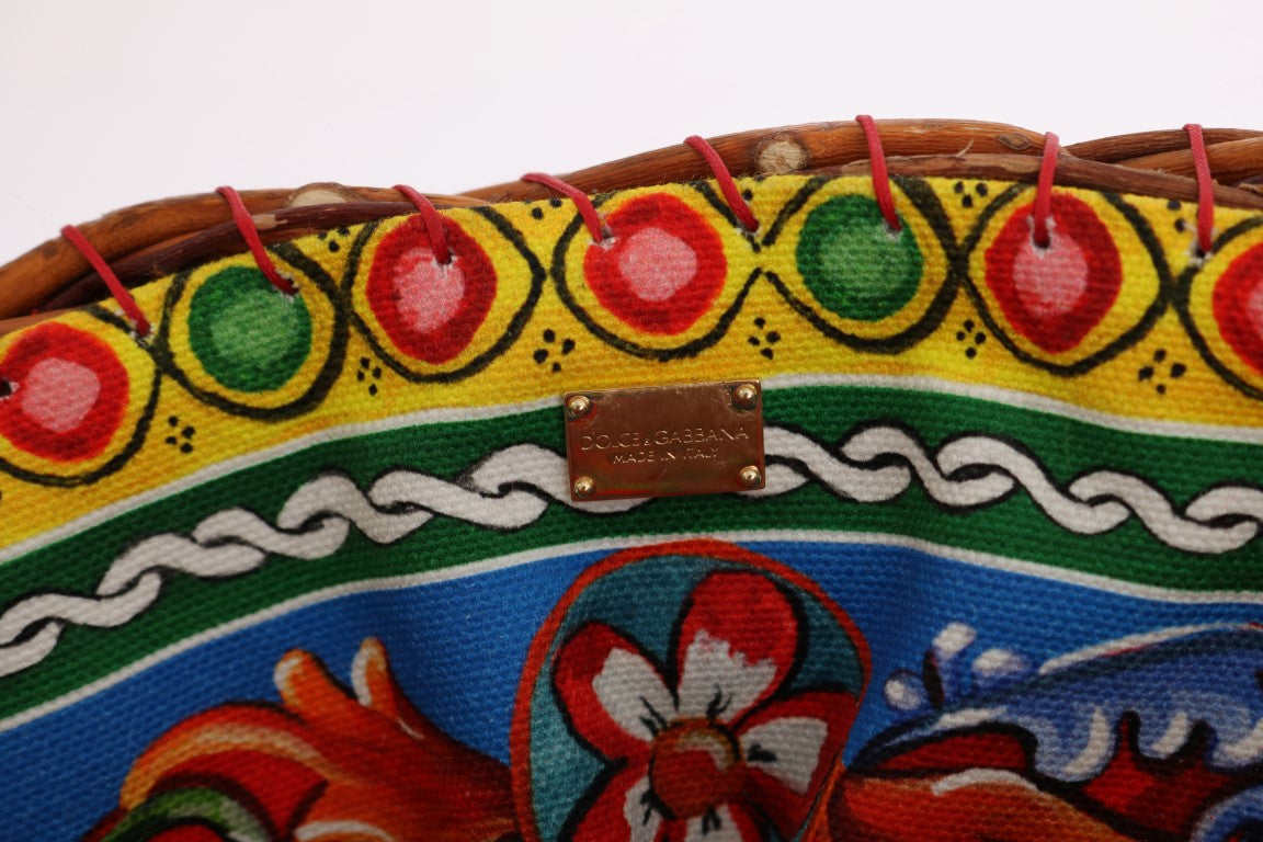 Dolce & Gabbana Multicolor AGNESE Stroh Kristall Pom Pom Tasche-7