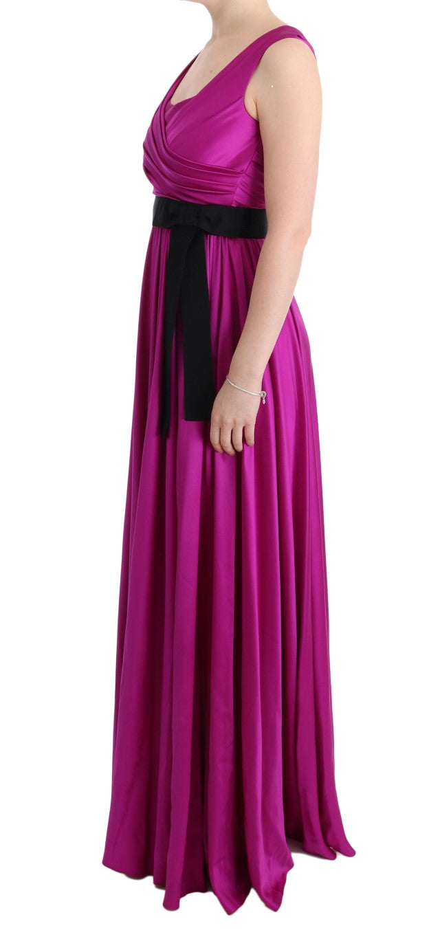 Dolce & Gabbana Long Pink Silk Stretch Shift Dress-2