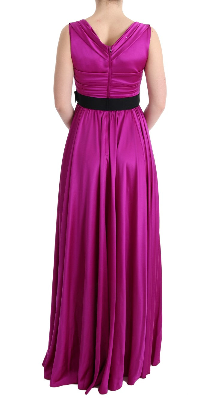 Dolce & Gabbana Long Pink Silk Stretch Shift Dress-3