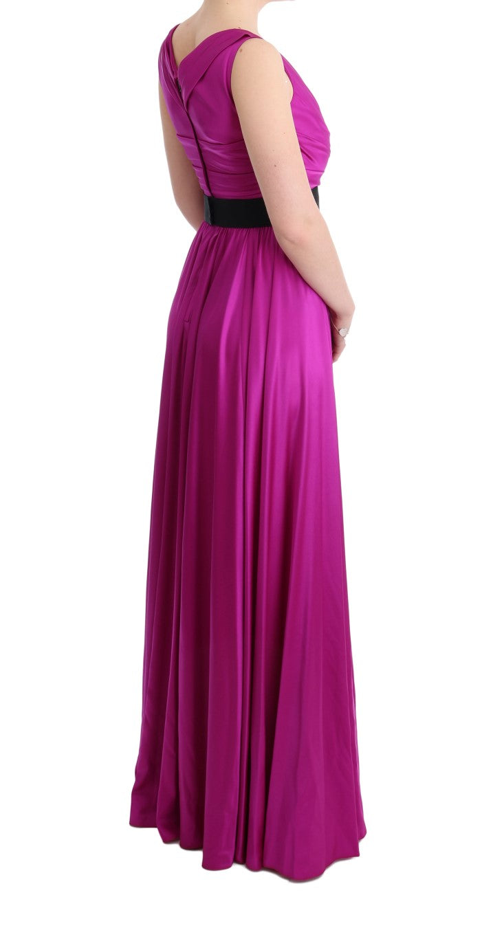 Dolce & Gabbana Long Pink Silk Stretch Shift Dress-4