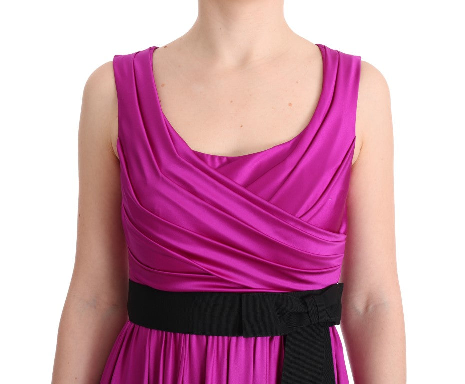 Dolce & Gabbana Long Pink Silk Stretch Shift Dress-5