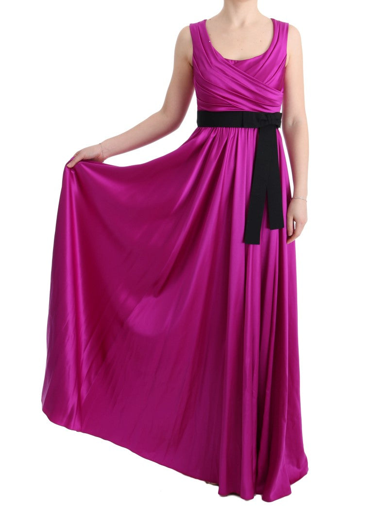 Dolce & Gabbana Long Pink Silk Stretch Shift Dress-6