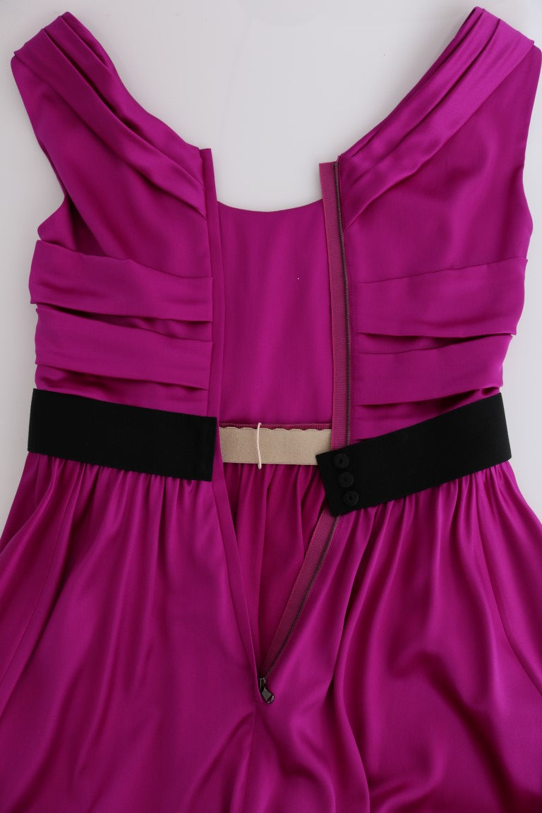 Dolce & Gabbana Long Pink Silk Stretch Shift Dress-7