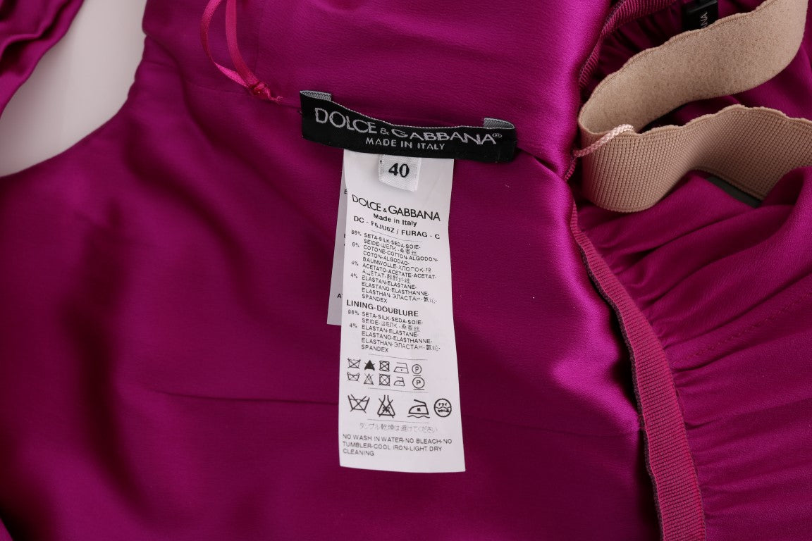 Dolce & Gabbana Long Pink Silk Stretch Shift Dress-8