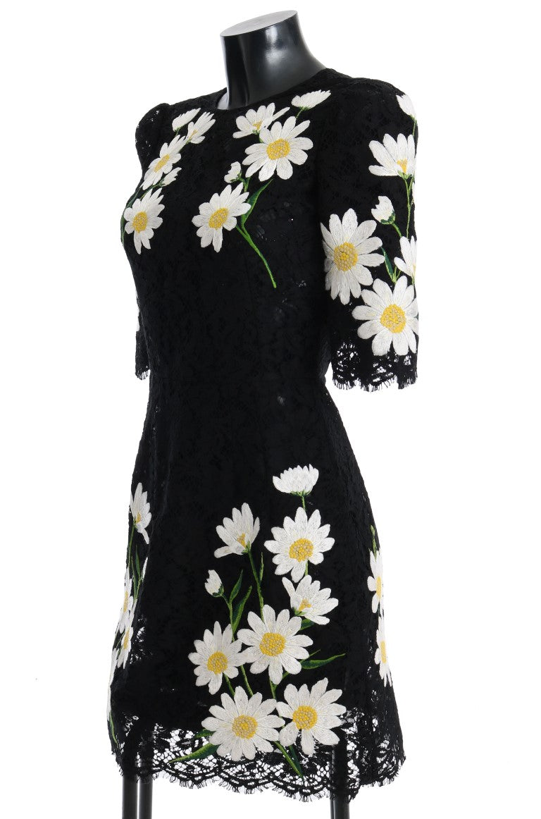 Dolce & Gabbana Black dress in floral chamomile lace Sicily-2