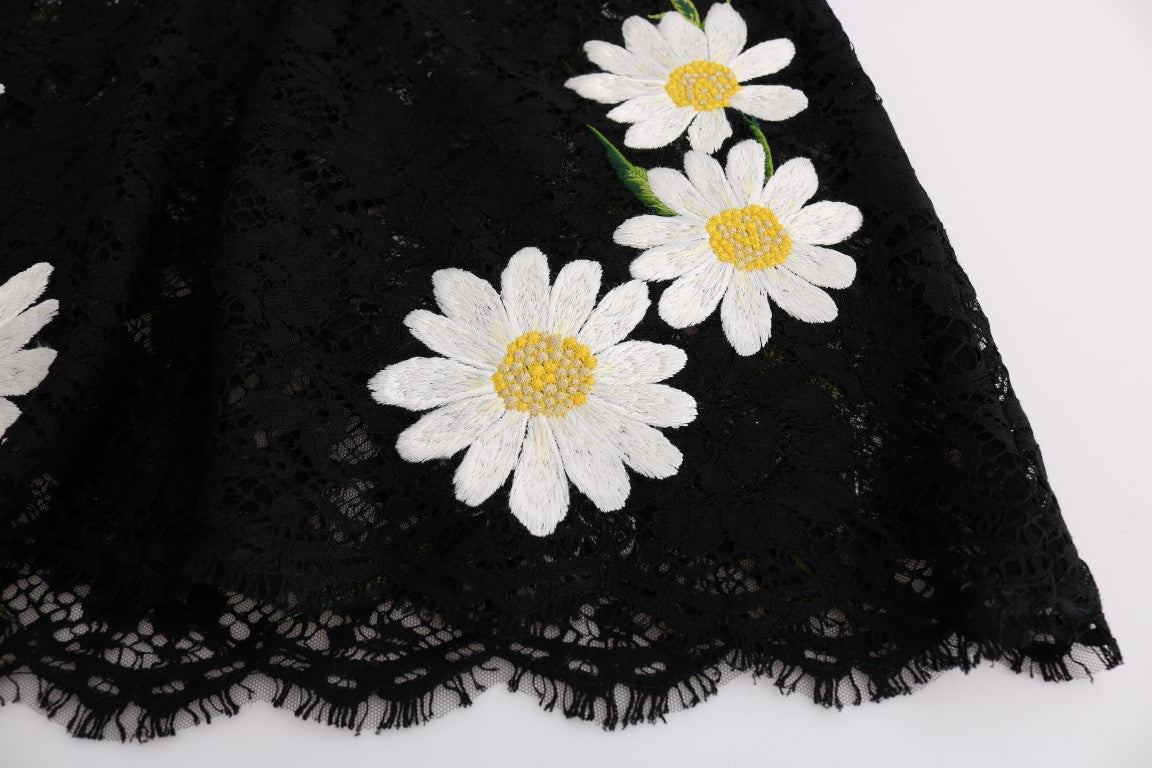 Dolce & Gabbana Black dress in floral chamomile lace Sicily-5