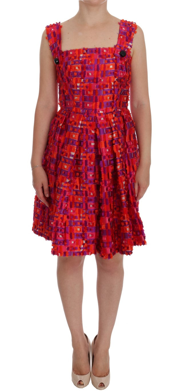 Dolce & Gabbana Rosa gemustertes Kleid in A-Linie über den Knien-1