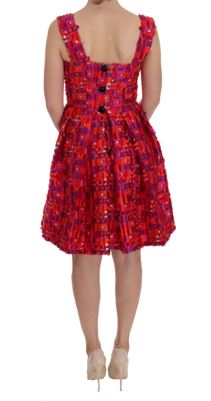 Dolce & Gabbana Rosa gemustertes Kleid in A-Linie über den Knien-3